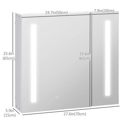 LED Medicine Cabinet with Mirror, 27.5" x 25.5", Adjustable Shelf, USB, White Mirror Medicine Cabinets at Gallery Canada