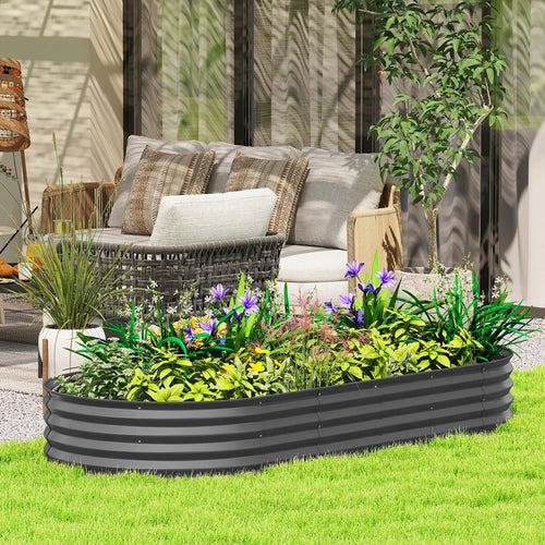 7' x 3' x 1' Galvanized Raised Garden Bed, Dark Grey Metal Planter Box, Dark Grey