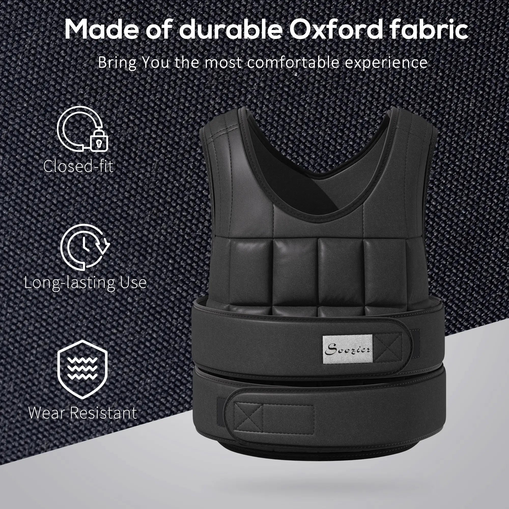 22lbs Weighted Vest, Adjustable Running Vest, 38 Weight Bags, Black Strength Training Equipment at Gallery Canada