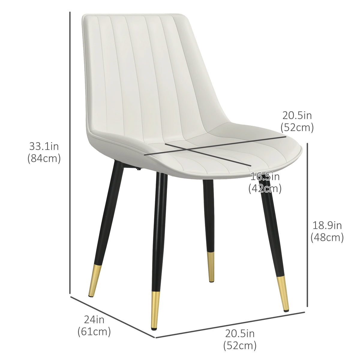 Modern Dining Chairs Set of 2, PU Leather Upholstery, Steel Legs, Cream Bar Stools at Gallery Canada