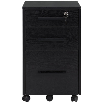 Lockable 3 Drawer Vertical File Cabinet, Hanging Bars, Letter and A4 Size, Black Office Cabinets & Cupboards at Gallery Canada