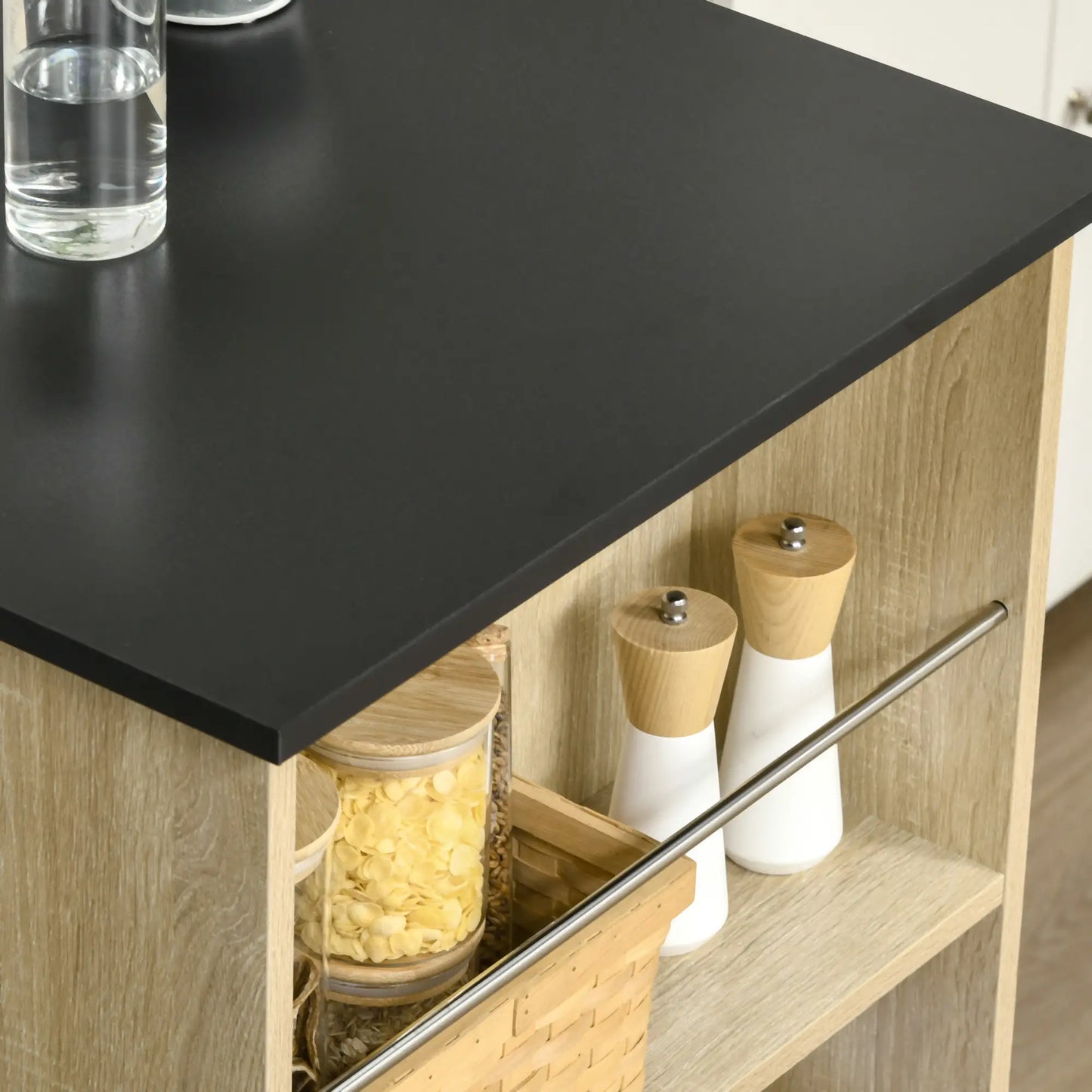 Bar Table Counter Height with 3 Storage Shelves, Natural Bar Tables at Gallery Canada