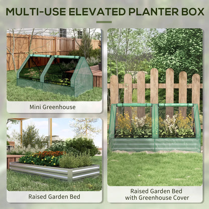 6' x 3' Metal Planter Box with Cover, Raised Garden Bed, Green and Silver Mini Greenhouses at Gallery Canada