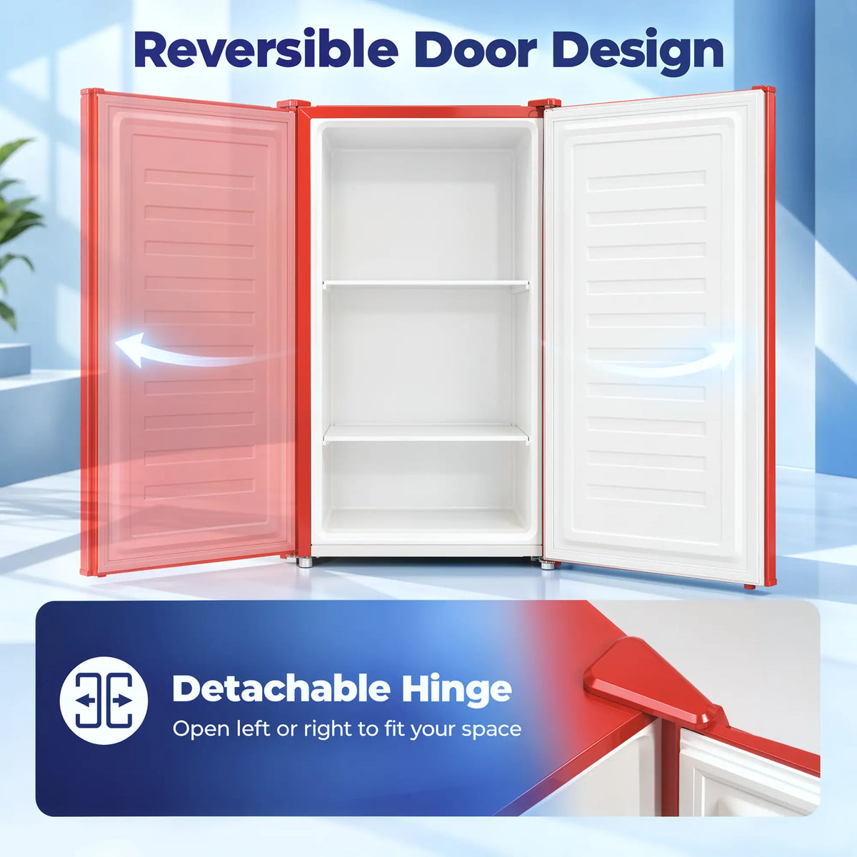 Upright Freezer 2.1 Cubic Feet, Reversible Door, 2 Shelves, Red Small Kitchen Appliances at Gallery Canada