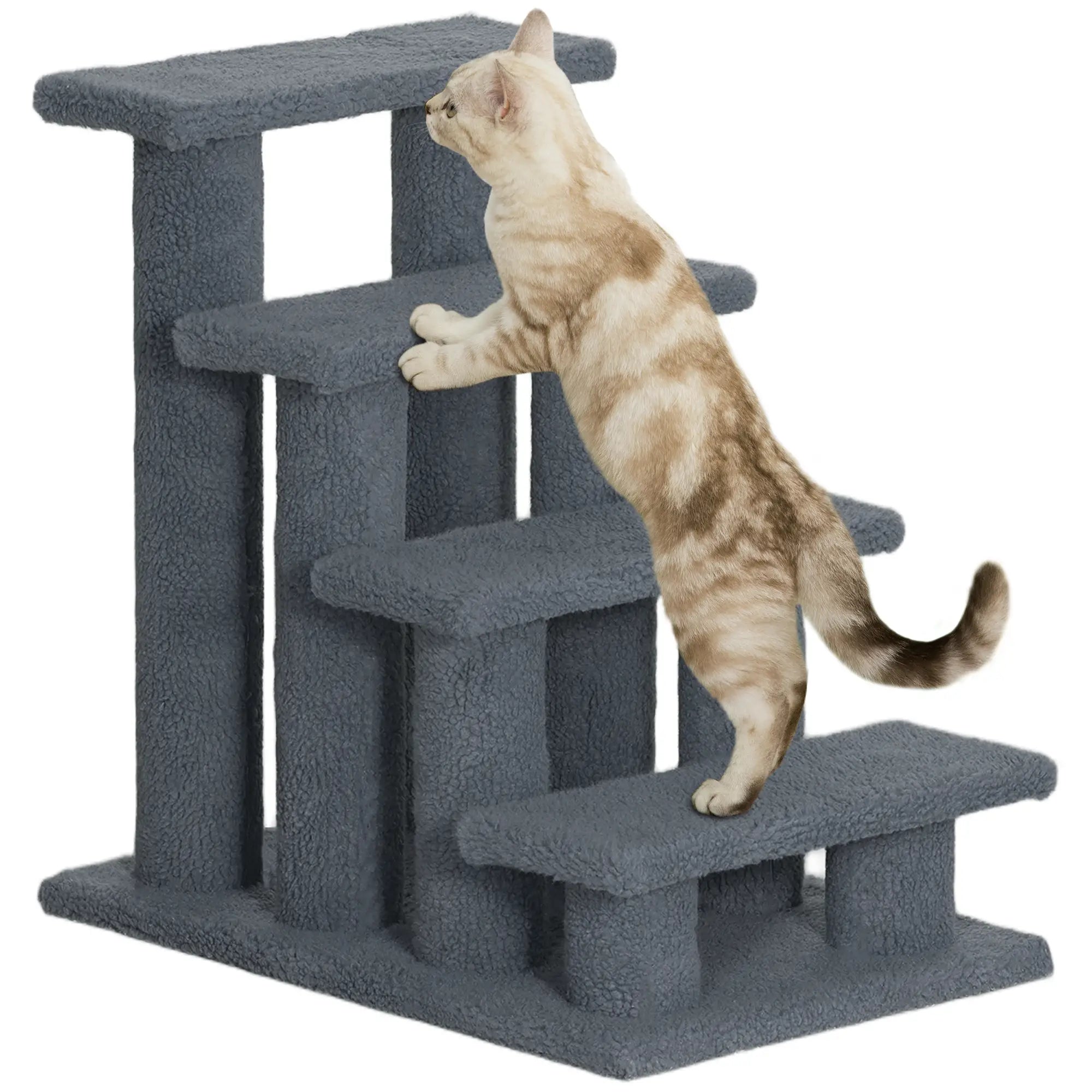 4-Step Carpeted Cat Scratching Post, Pet Stairs, Grey Cat Stairs Grey at Gallery Canada