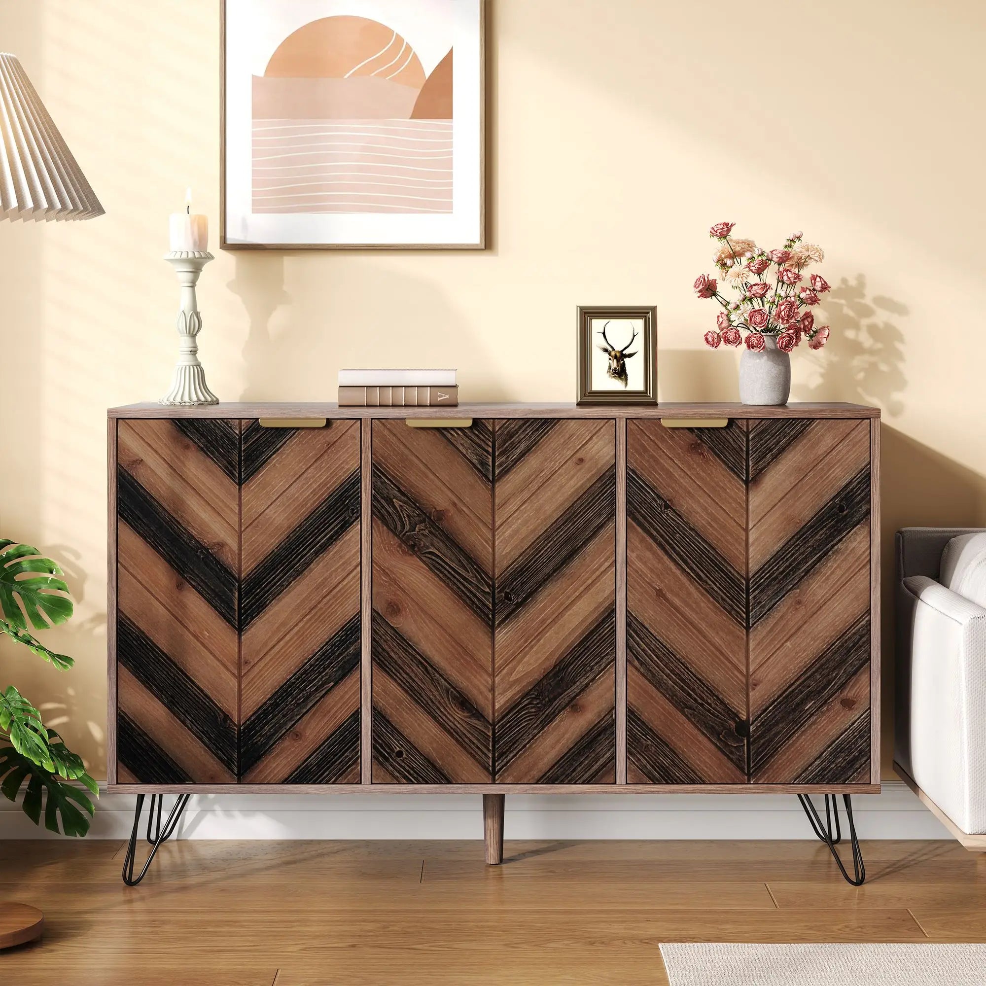 Three-Door Sideboard, Adjustable Shelves, 47