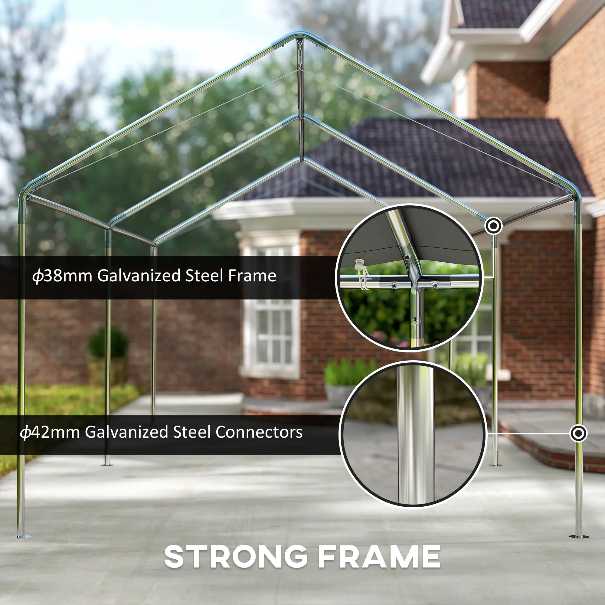 10' x 20' Heavy Duty Galvanized Carport Canopy, Anchor Kit, White Car Shelters at Gallery Canada
