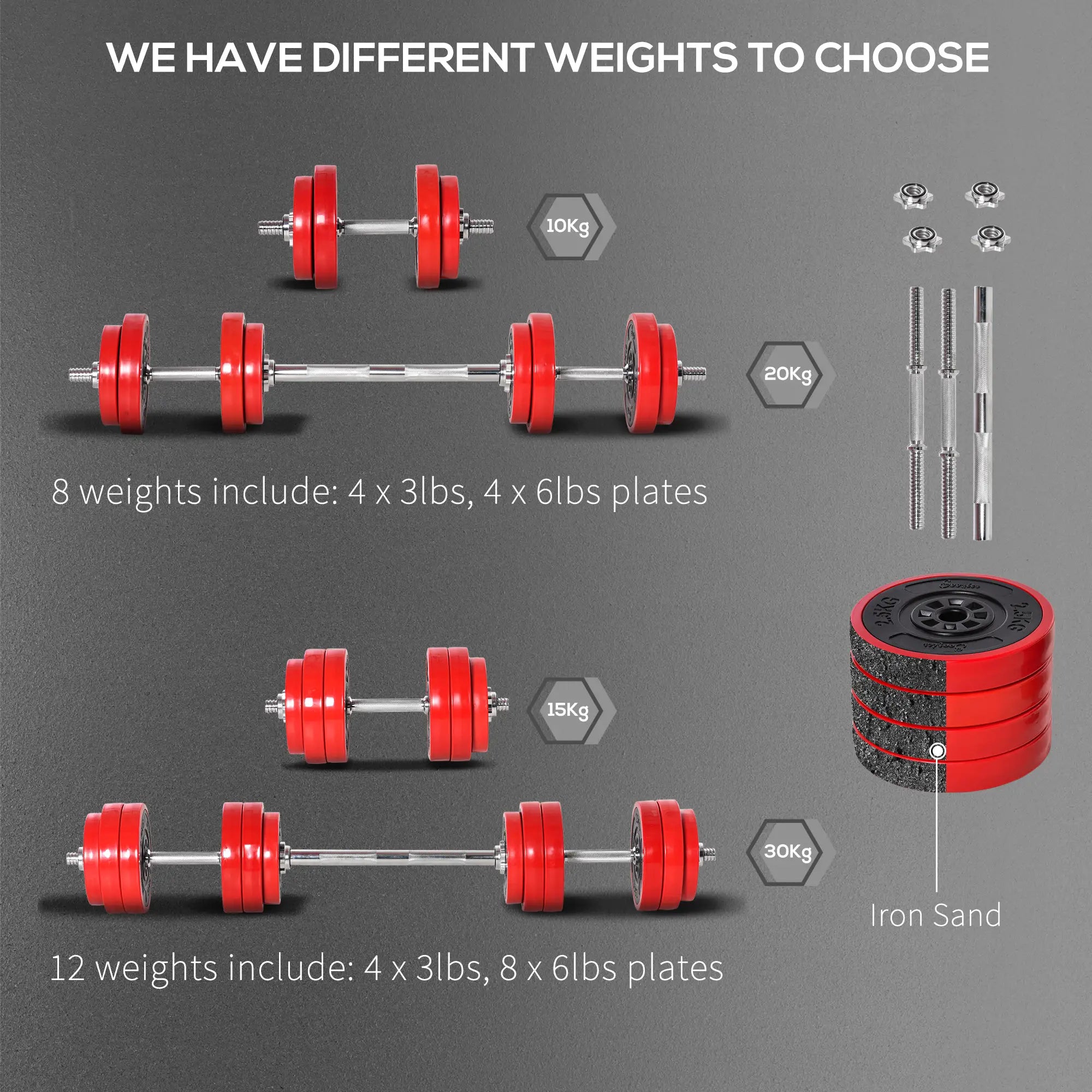 44lbs 2-In-1 Dumbbell, Barbell Adjustable Set, Strength Exercise Dumbbells & Barbells at Gallery Canada