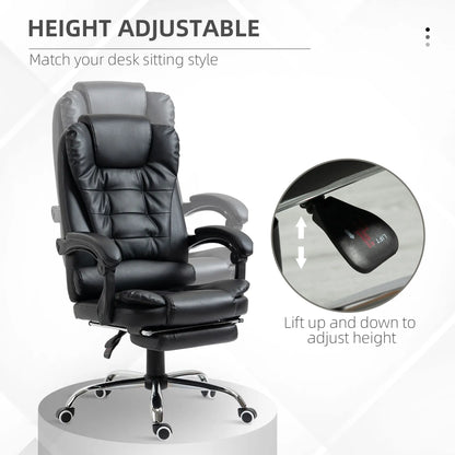 High Back Office Chair, PU Leather, Retractable Footrest, Padded Armrest, Black Executive & Manager Chairs at Gallery Canada