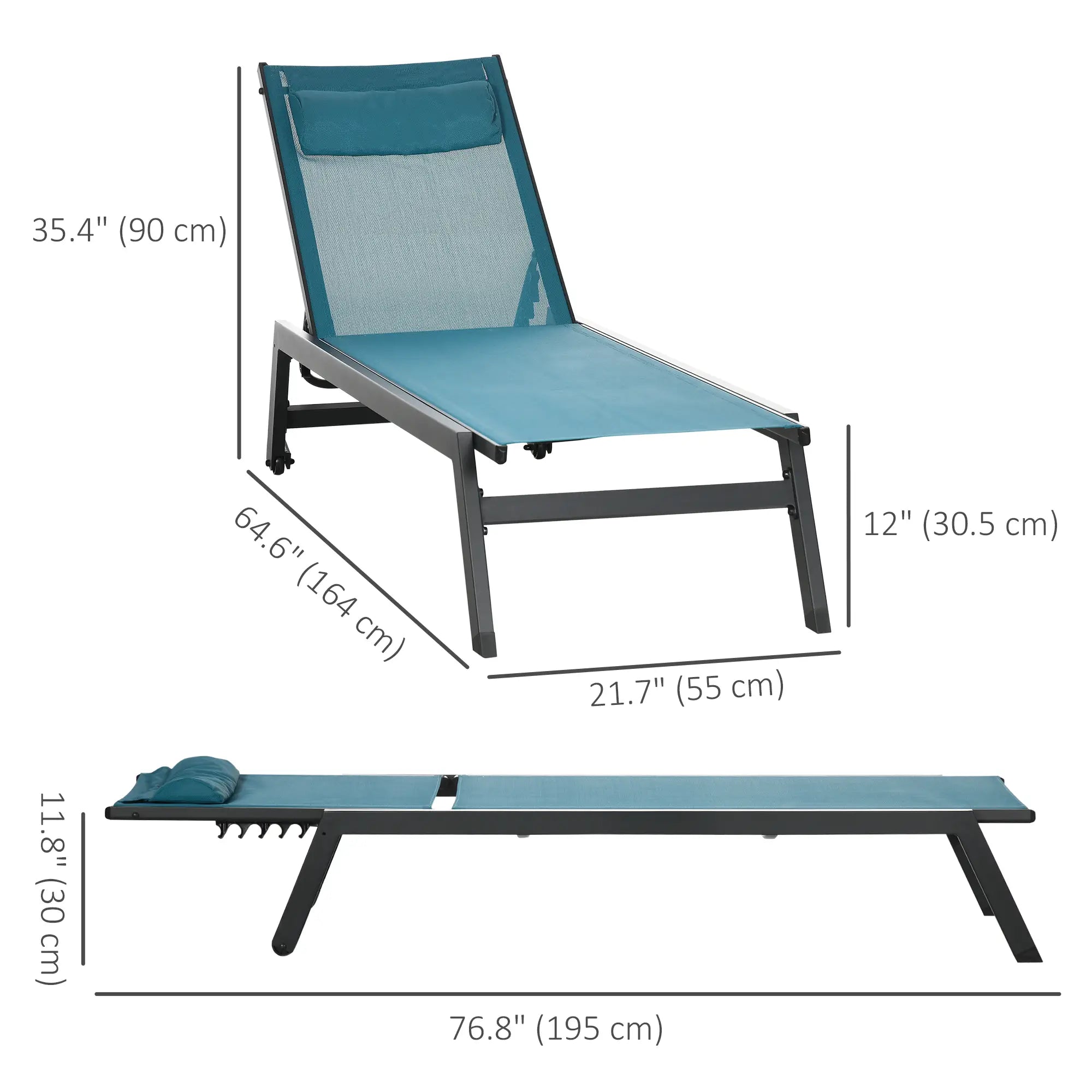 5-Position Tanning Chair With Wheels, Headrest, Aluminum Frame, Blue Lounger Chairs at Gallery Canada