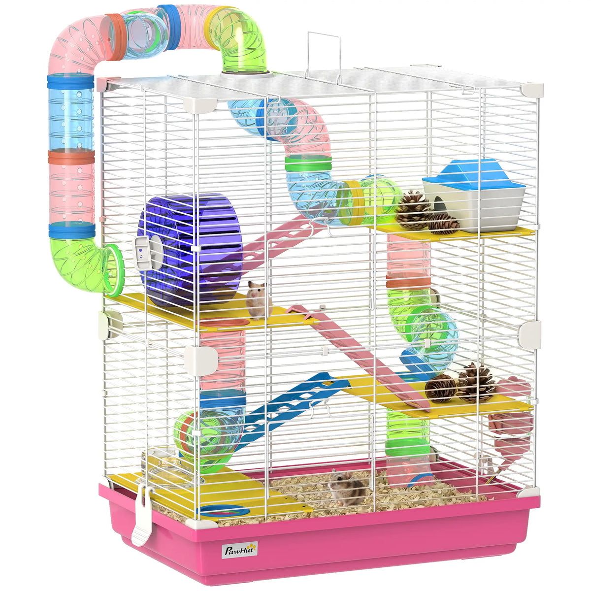5-Tier Hamster Cage With Exercise Wheel, Pink Hamster Cages at Gallery Canada