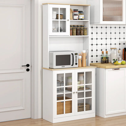 Kitchen Buffet with Hutch, 3 Cabinets, 2 Shelves, White Kitchen Pantry Cabinets at Gallery Canada