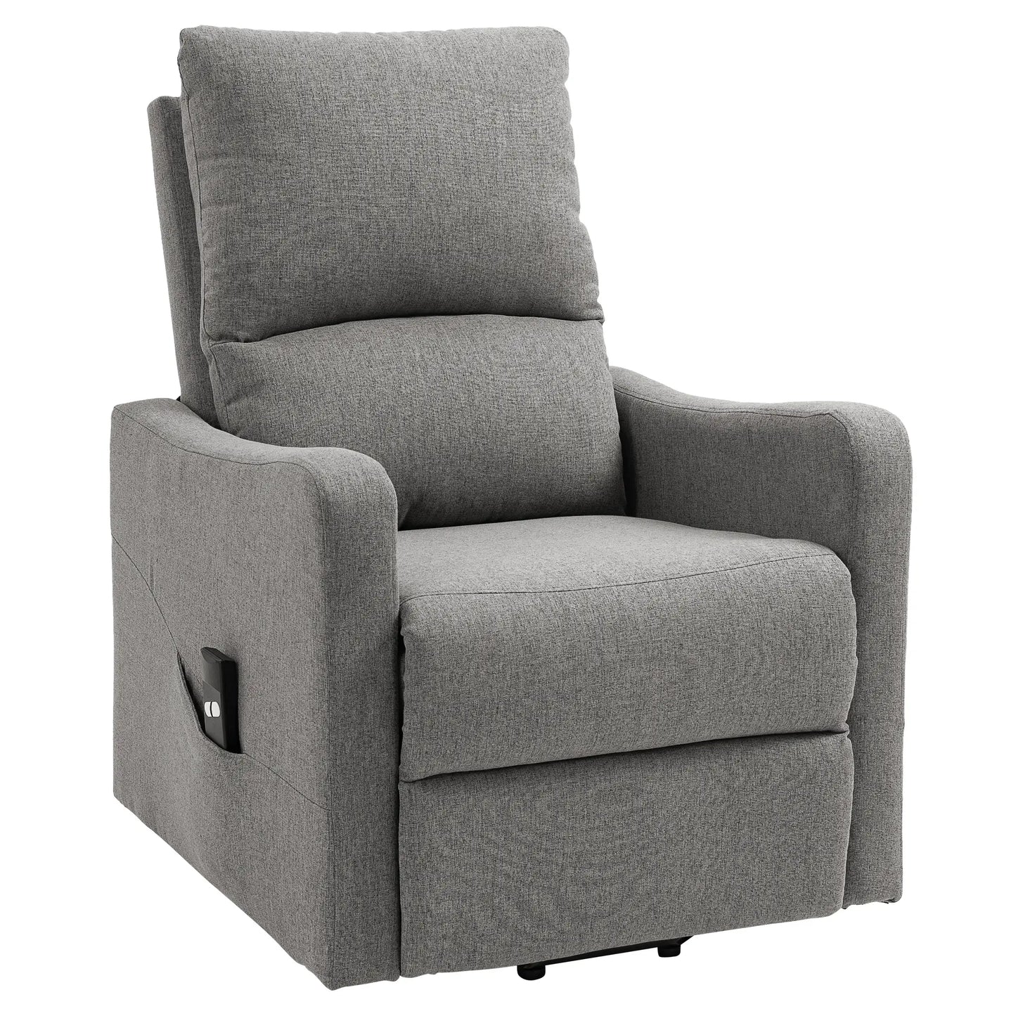 Electric Lift Recliner Chair, Power Chaise Lounge, Remote Control, Side Pocket Electric Power Lift Chairs Grey at Gallery Canada
