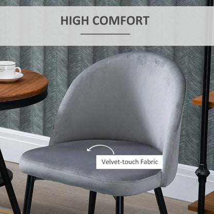 Set of 2 Mid-Back Dining Chairs, Velvet Upholstery, Dark Blue Bar Stools at Gallery Canada