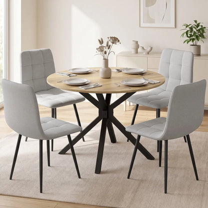 Industrial Dining Table Set for 4, Oak and Grey, Grey Bar Sets at Gallery Canada