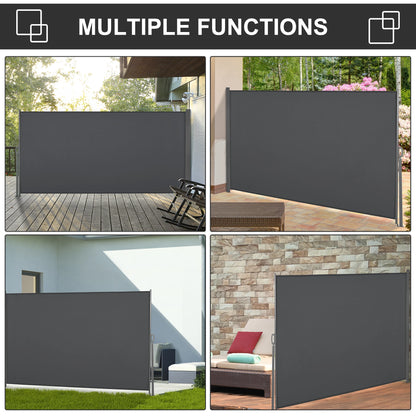 118" x 63" Retractable Patio Awning, Outdoor Privacy Screen, UV Wind Resistant, Grey Side Awnings at Gallery Canada