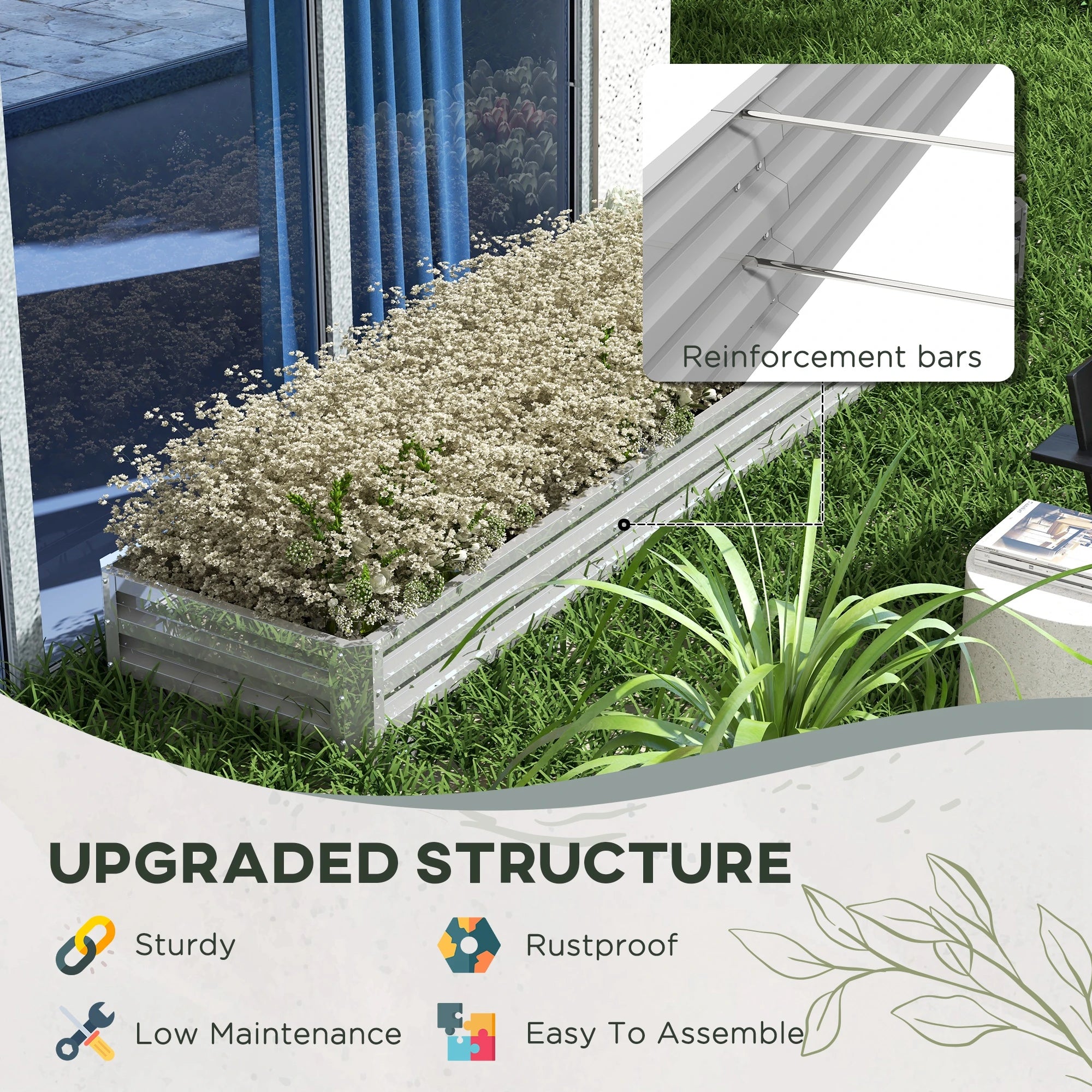 Galvanized Steel Raised Garden Bed, 82