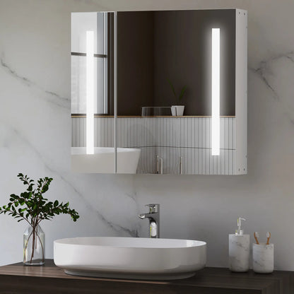 LED Medicine Cabinet with Mirror, 27.5" x 25.5", Adjustable Shelf, USB, White Mirror Medicine Cabinets at Gallery Canada