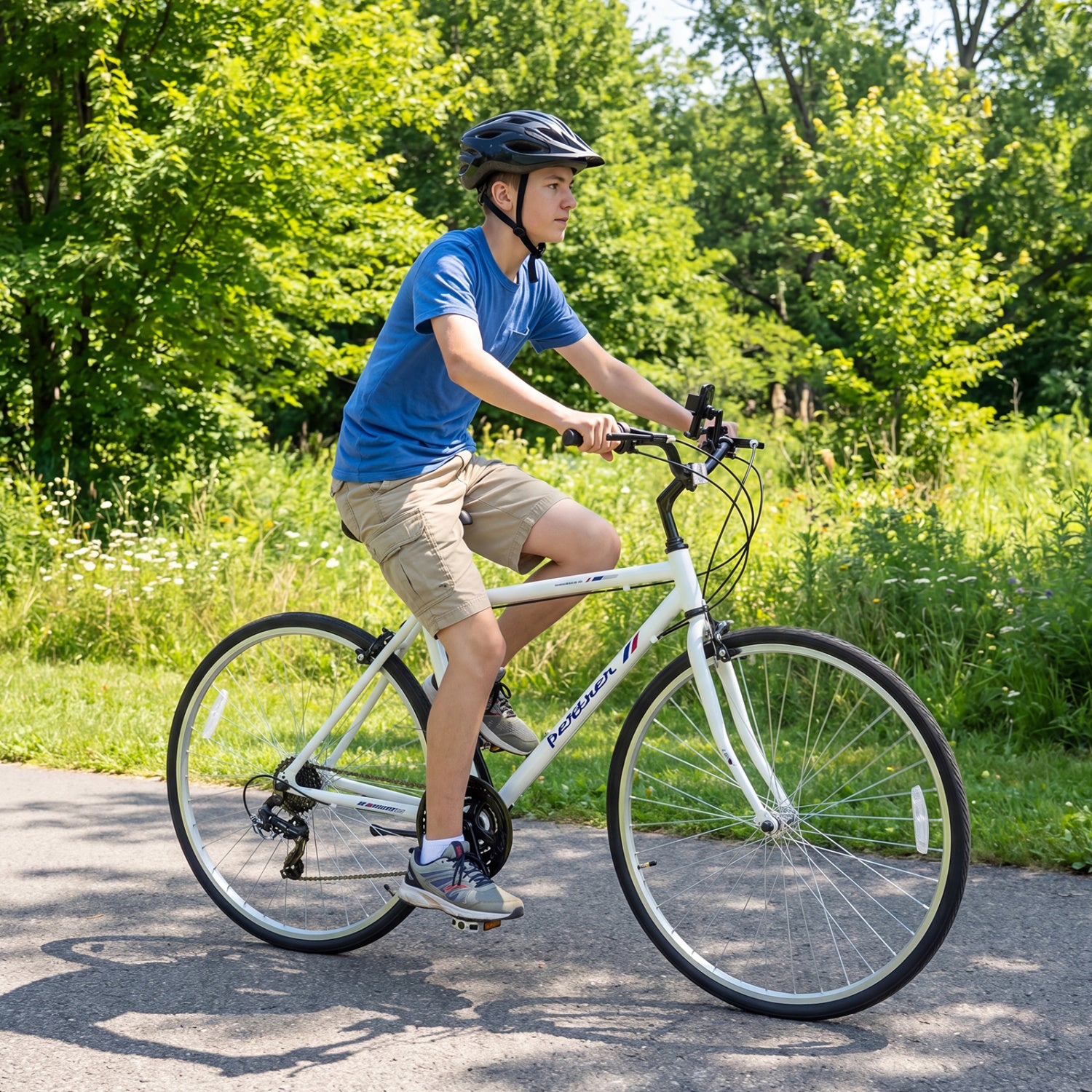 700C Adult Hybrid Bike, 18-Speed Shimano, White Kids Bike at Gallery Canada