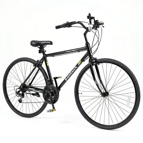 700C Hybrid Bike, 18-Speed Shimano Drivetrain, Phone Holder, Black