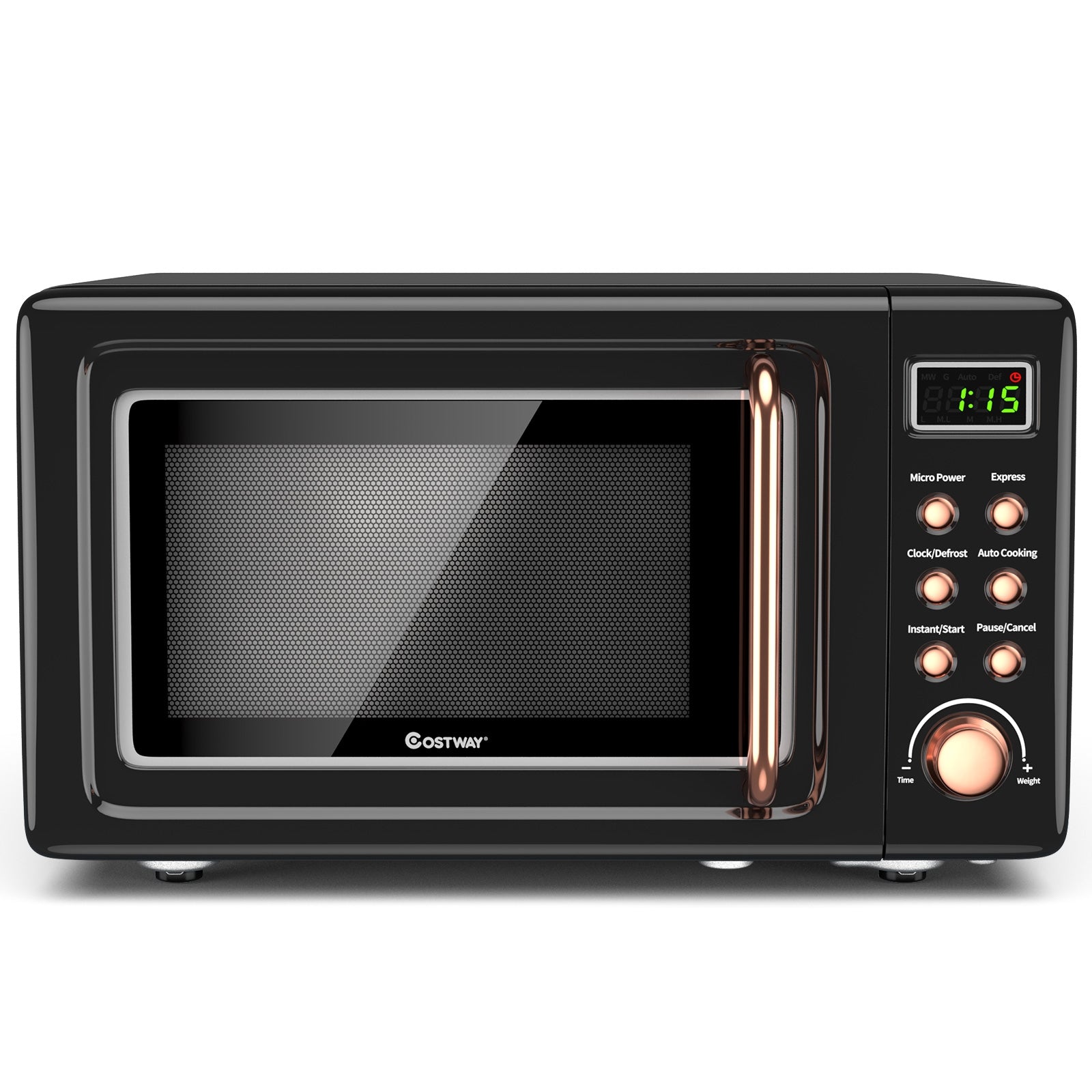 700W Retro Microwave Oven, 5 Micro Power, Auto Cooking, Golden Toaster Ovens at Gallery Canada