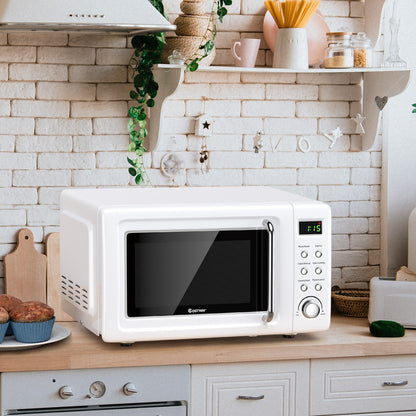 700W Retro Countertop Microwave Oven, 5 Micro Power, Auto Cooking, White Toaster Ovens at Gallery Canada