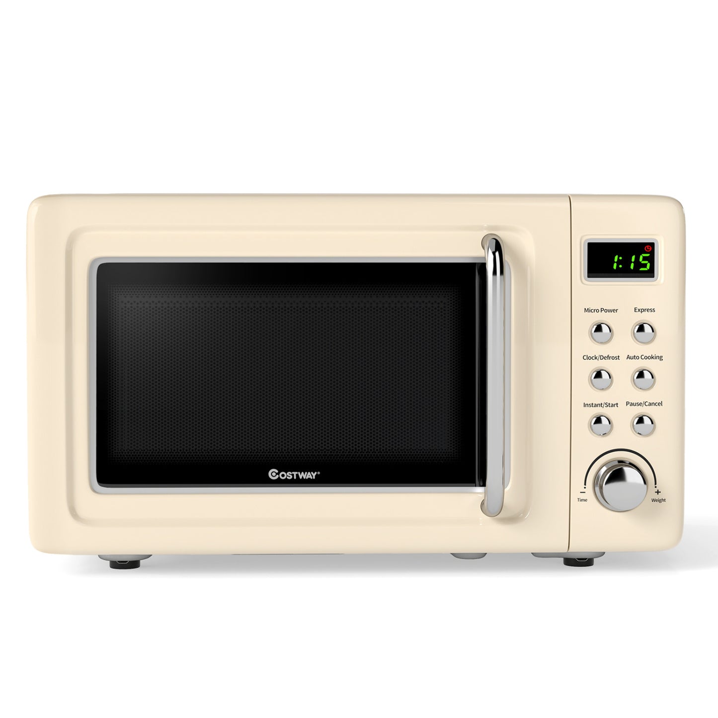 700W Retro Countertop Microwave Oven with 5 Micro Power and Auto Cooking Function, Cream White Toaster Ovens at Gallery Canada