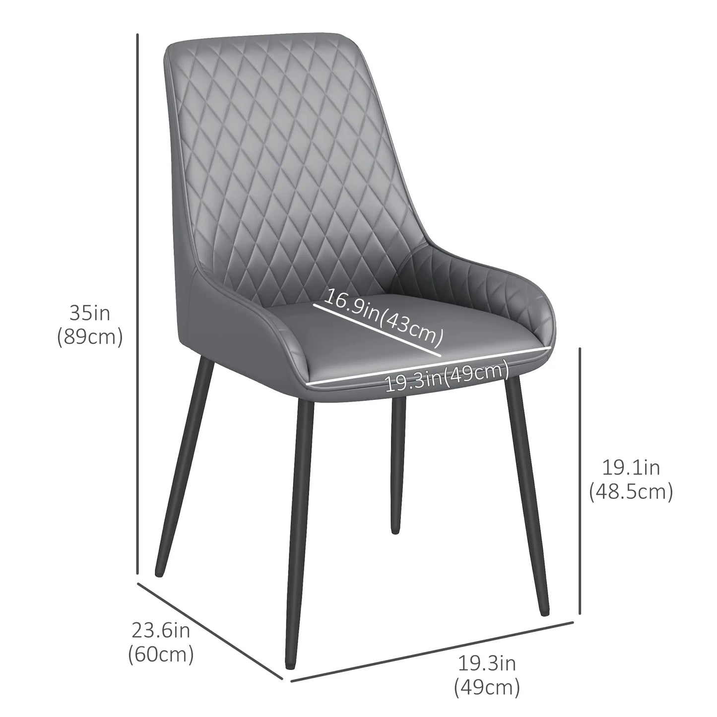 Modern Dining Chairs Set of 4, PU Leather, Metal Legs, Grey Bar Stools at Gallery Canada