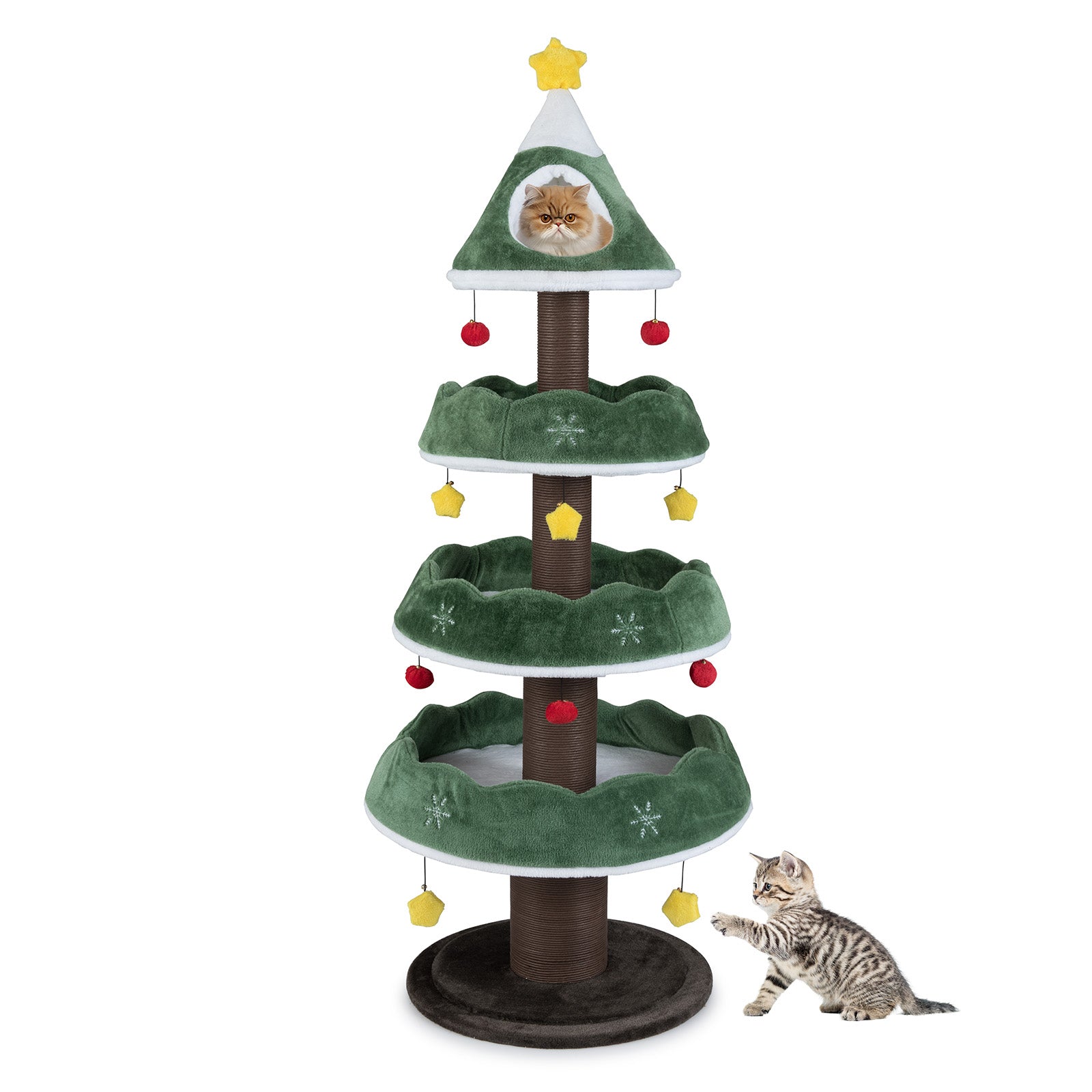 70.5 Inches Tall Christmas Cat Tree with 3 Plush Platforms, Green Cat Trees Condos & Scratchers at Gallery Canada