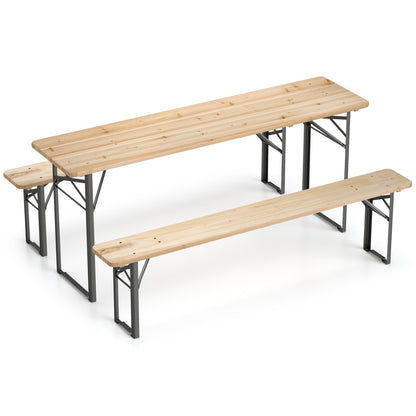 70 Inch 3-Piece Folding Picnic Table with Benches for 6 Fir Wood Portable Bear Camping Table, Black Picnic Tables Black at Gallery Canada