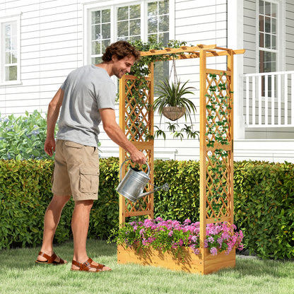 70 Inch Wooden Raised Garden Bed With Lattice Trellis, Natural Raised Garden Beds at Gallery Canada