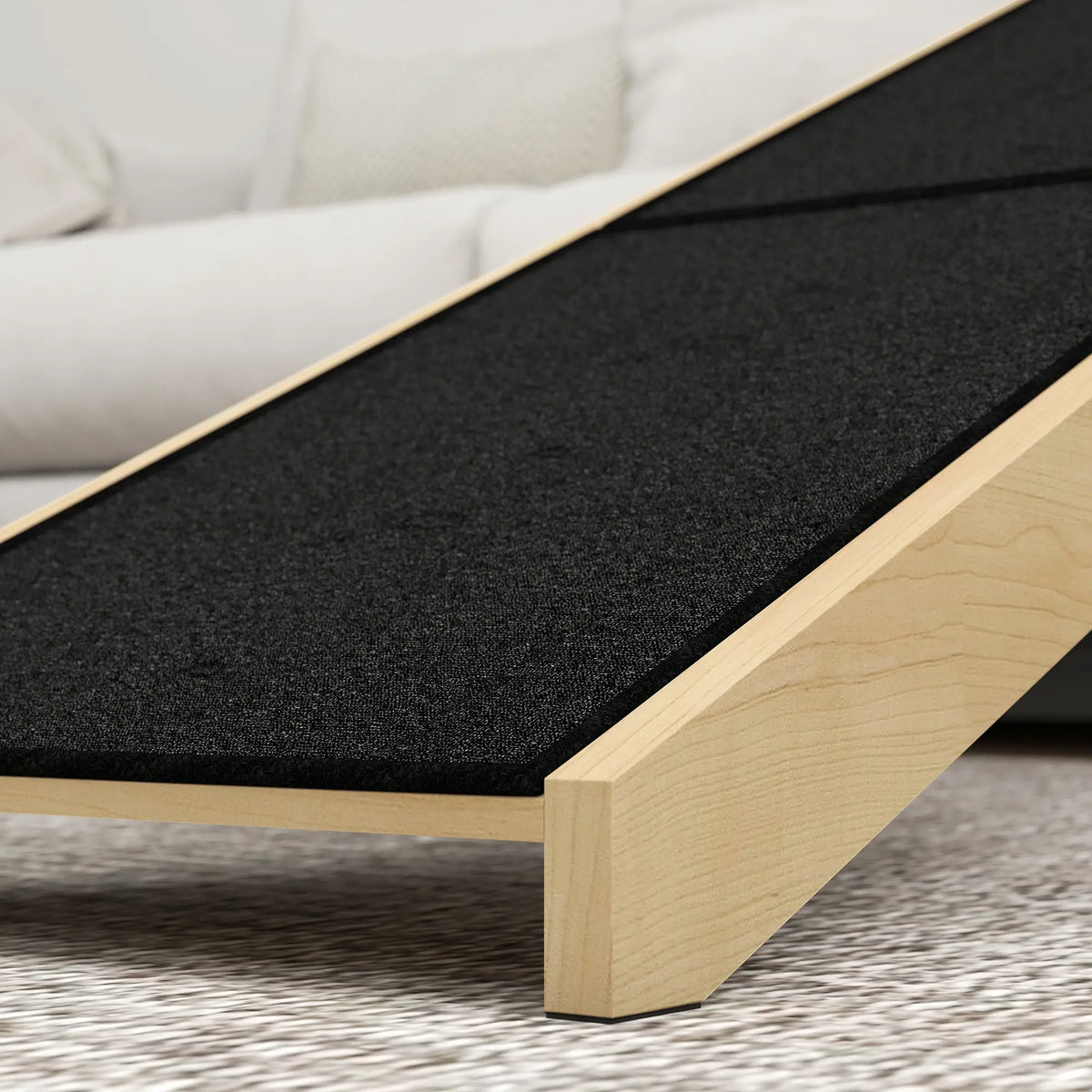 Pet Ramp Bed Steps for Dogs Cats, Non-Slip Carpet Top, 59"L x 16"W x 20"H, Natural Wood Dog Stairs at Gallery Canada
