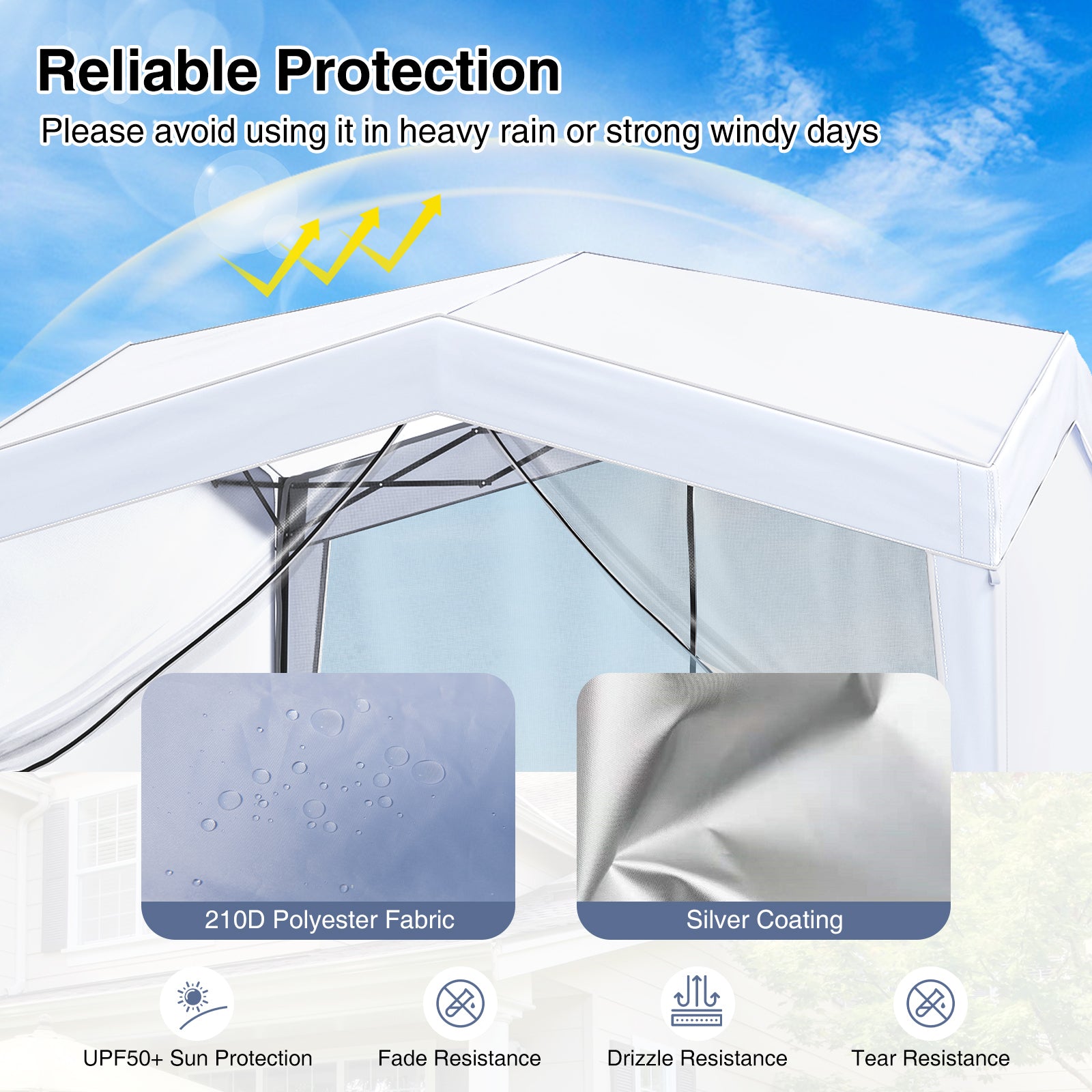 Pop Up Canopy Tent With 4 Sidewalls, Mesh Netting, Wheeled Bag, White Canopies at Gallery Canada