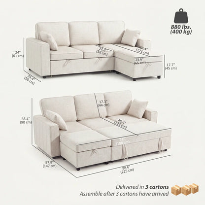 Modular Sectional Sofa Bed With Reversible Ottoman, Beige Sofas & Reclining Chairs at Gallery Canada