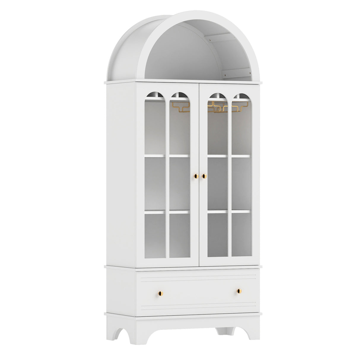 71.5 In Arched Cabinet 5-Tier, White Sideboards Cabinets & Buffets at Gallery Canada