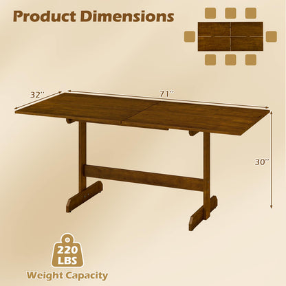 71 Inch Farmhouse Dining Table Wooden Kitchen Table for 6-8 with Rubber Wood Legs, Walnut Dining Tables at Gallery Canada