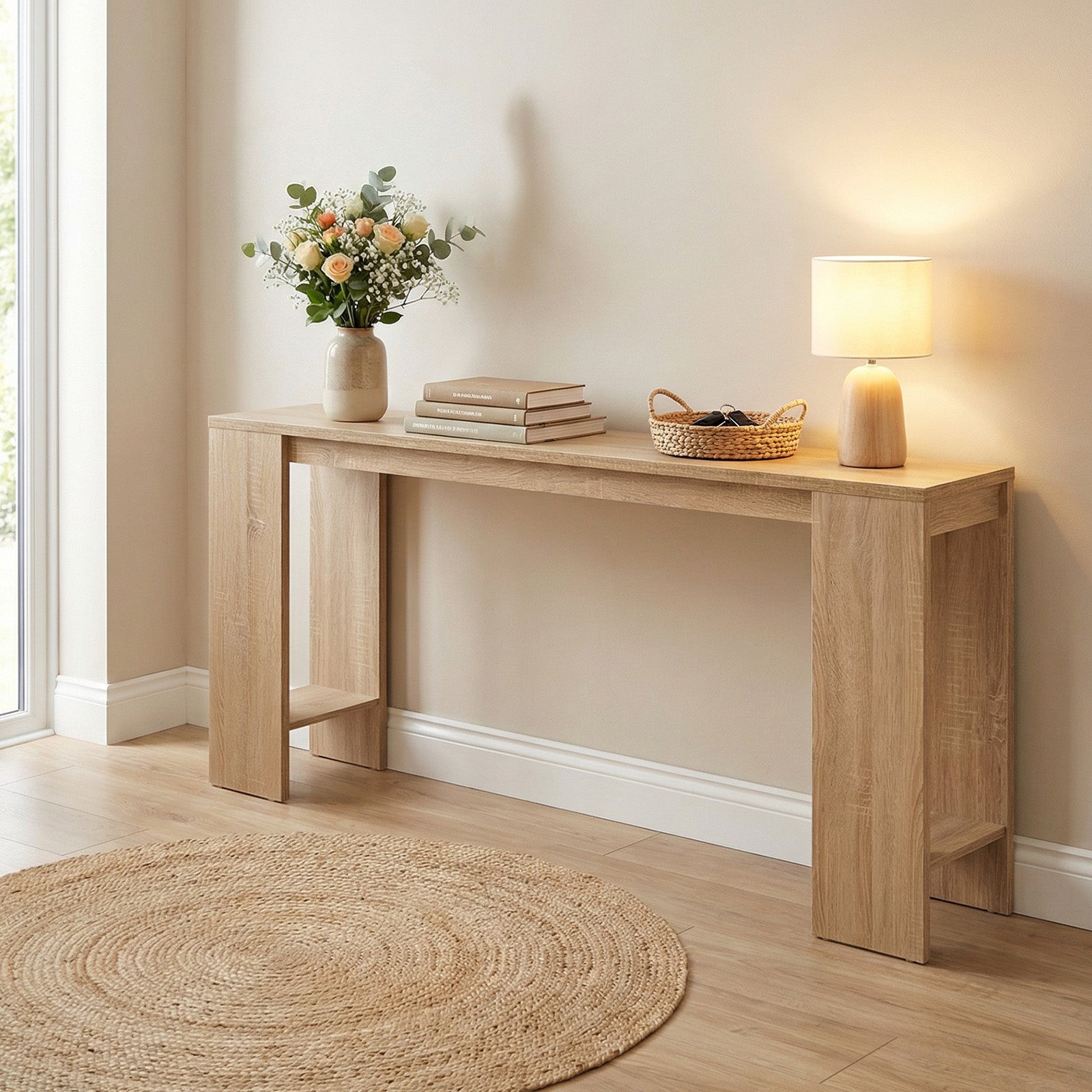 71 Inches Console Table With Storage, Natural Console Tables at Gallery Canada