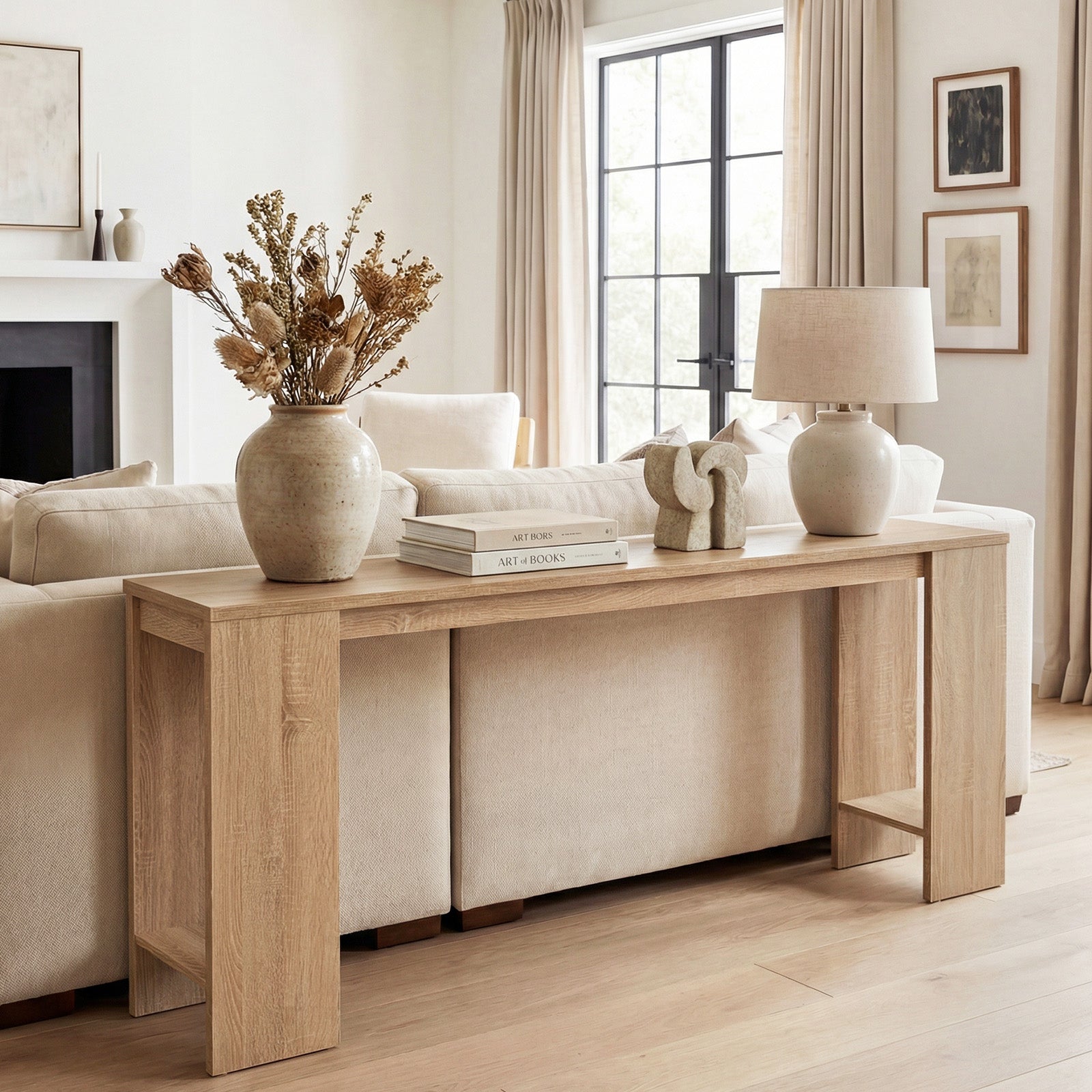 71 Inches Console Table With Storage, Natural Console Tables at Gallery Canada
