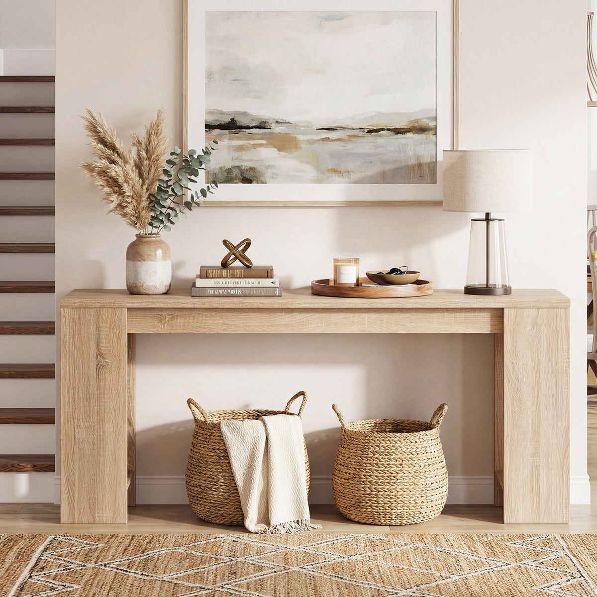 71 Inches Console Table With Storage, Natural Console Tables at Gallery Canada