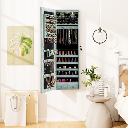 Wall Mounted Jewelry Cabinet With Lights, Navy Jewelry Armoires at Gallery Canada