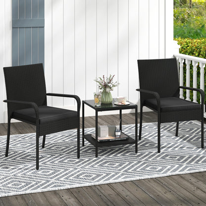 3 Piece Patio Set With Seat Cushions, Tempered Glass Tabletop, Black Patio Conversation Sets at Gallery Canada
