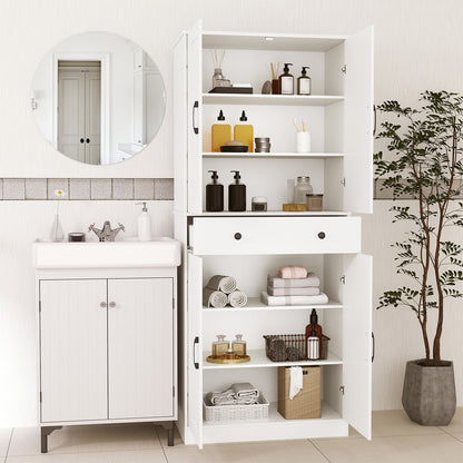 72 Inch Modern Farmhouse Cupboard Cabinet, 4 Barn Doors, White Clothing & Closet Storage at Gallery Canada