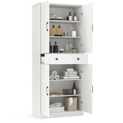 72 Inch Modern Farmhouse Cupboard Cabinet, 4 Barn Doors, White Clothing & Closet Storage at Gallery Canada