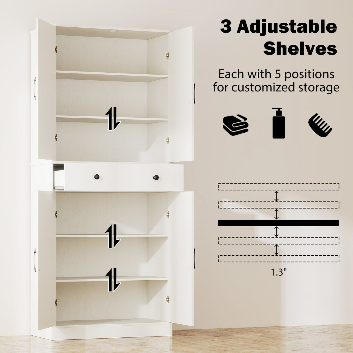 72 Inch Modern Farmhouse Cupboard Cabinet, 4 Barn Doors, White Clothing & Closet Storage at Gallery Canada