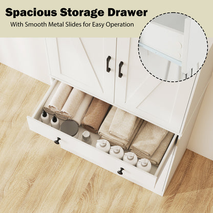 72 Inch Modern Farmhouse Cupboard Cabinet, 4 Barn Doors, White Clothing & Closet Storage at Gallery Canada