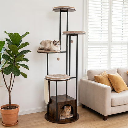 72-Inch Multi-Level Cat Condo, Removable Mats, Rustic Brown Cat Trees Condos & Scratchers at Gallery Canada
