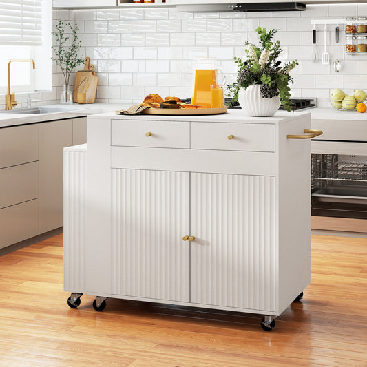 72" Kitchen Island, Extendable Dining Table, Power Outlet, White Kitchen Islands & Carts White at Gallery Canada