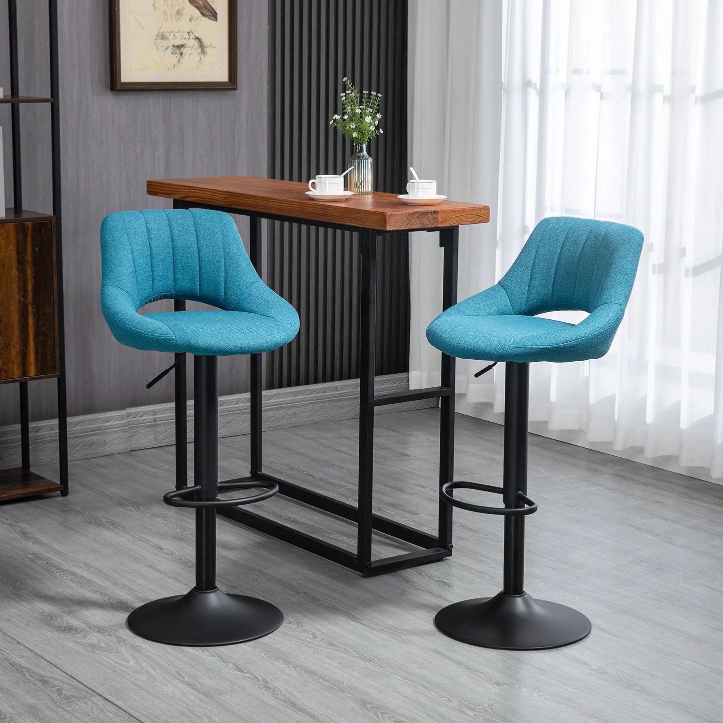 Swivel Counter Height Bar Stools Set of 2, Adjustable Height, Blue Bar Stools at Gallery Canada