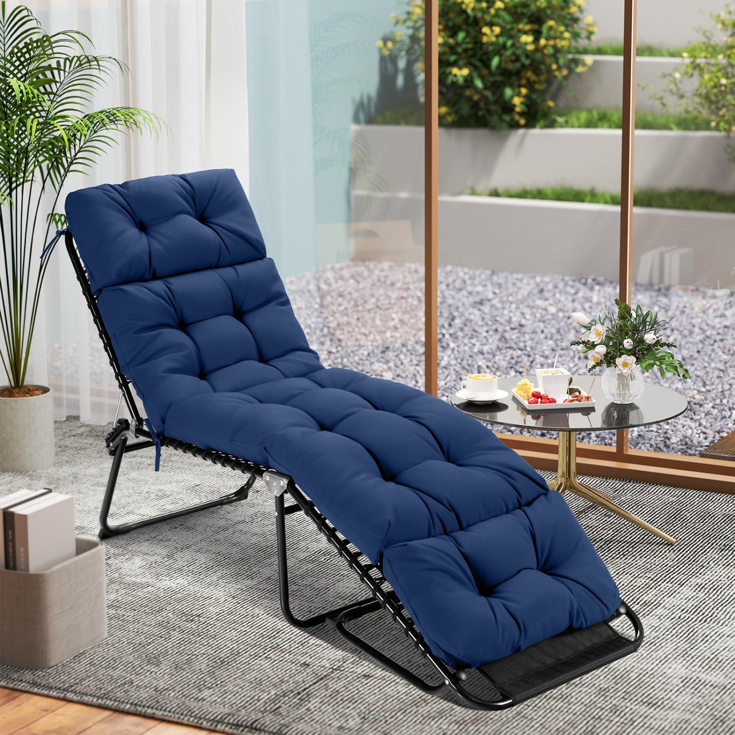 Outdoor Chaise Cushion Set of 2, 73x22, High Back, Navy Outdoor Furniture Accessories at Gallery Canada