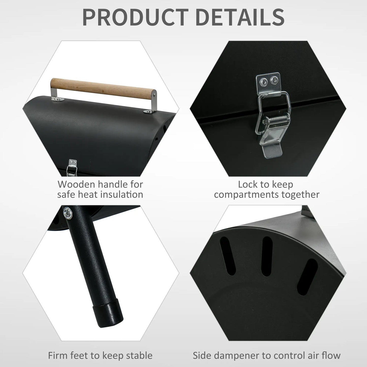 Outdoor Charcoal BBQ Grill, Tabletop Folding Barbecue, 17.3" x 9.8" x 14", Black Charcoal BBQ Grils at Gallery Canada